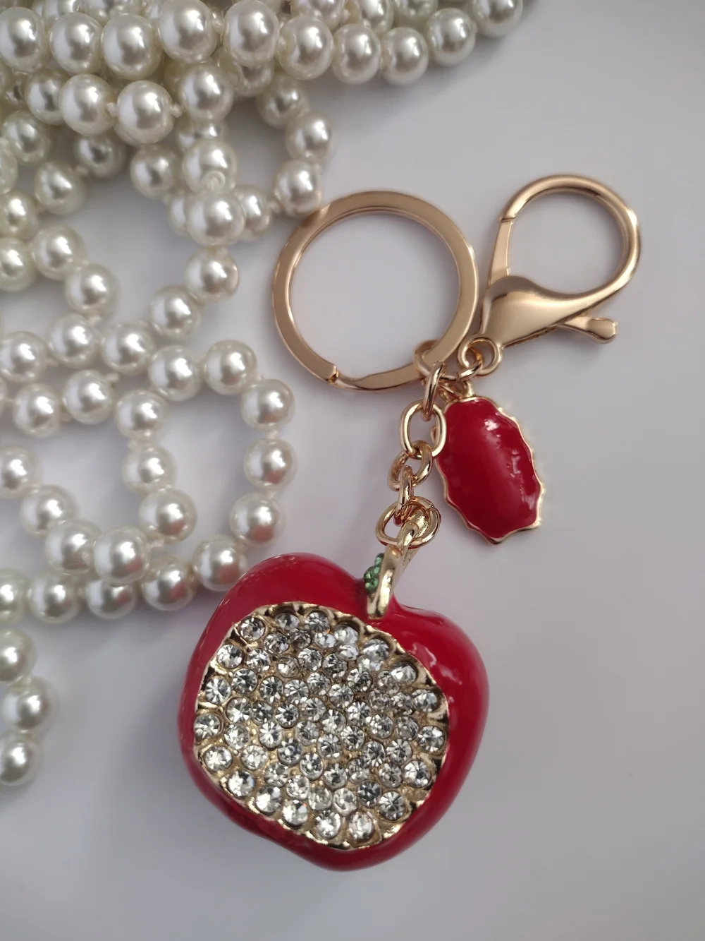 Sparkly Red Apple Purse Charm